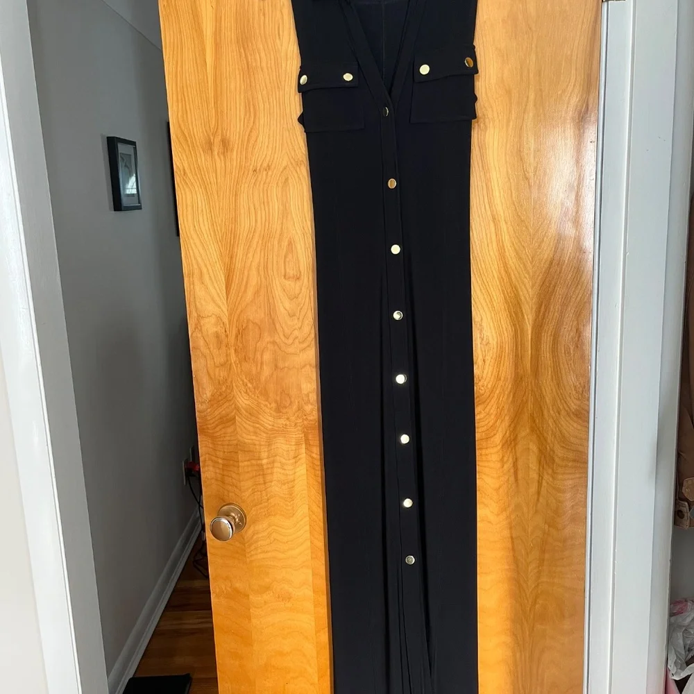 Boston Proper Black Beyond Travel Belted Side Slits Maxi Dress Sz S 6-8 - Picture 4 of 14